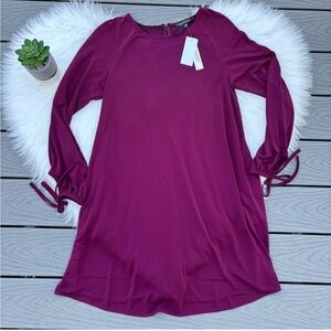 Long sleeve maroon shift dress